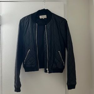 Zara black leather bomber